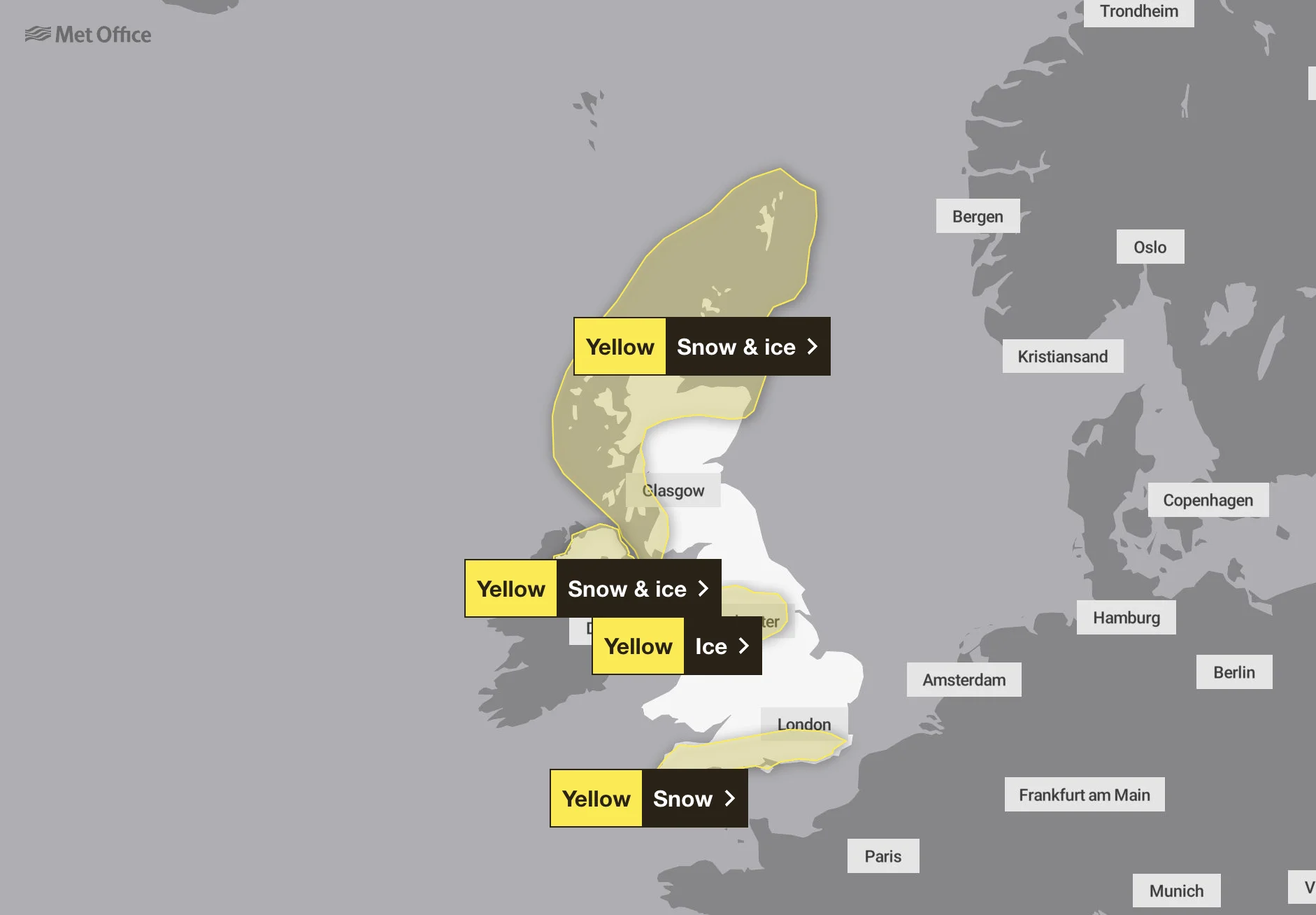 UK weather warnings map